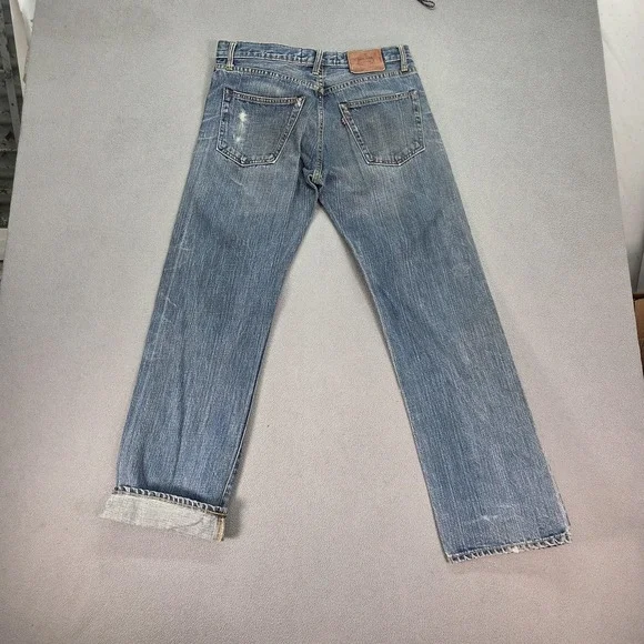 Japanese Selvedge Jeans Mens Whiskers Thrashed Justin Zip Fits 30x30 - Picture 2 of 15